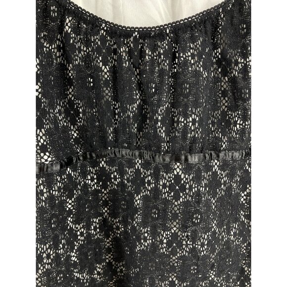 AB Studio Women's Black White Lace Top Shirt Size Small Casual Fun Short Sleeves - Picture 4 of 10